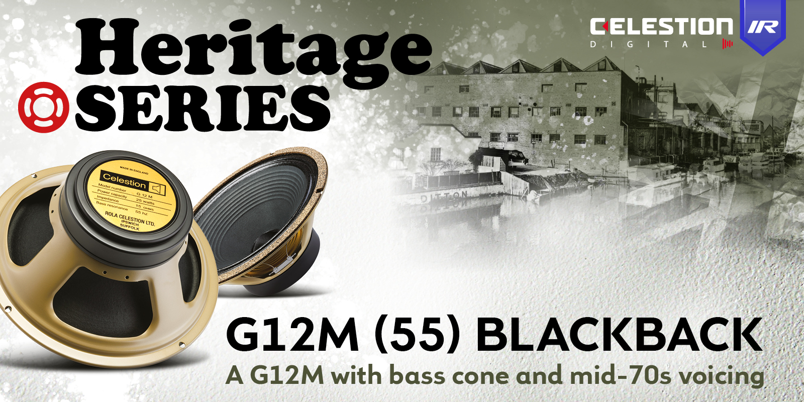 Celestion Heritage Series G12M (55) Blackback - a G12M with bass cone and mid-70s voicing